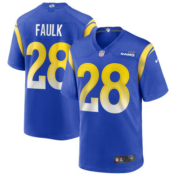 Men Los Angeles Rams #28 Marshall Faulk Nike Royal Game NFL Jersey